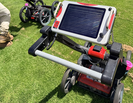 eoscan GPR investigation at JK Grant Reserve oval Altona — subsurface rock profile and irrigation line detection prior to oval redevelopment.