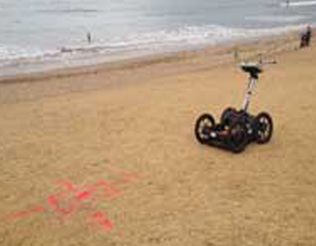 GPR equipment and ground markings showing location of buried irrigation valve box — Geoscan GPR scanning for local government client.